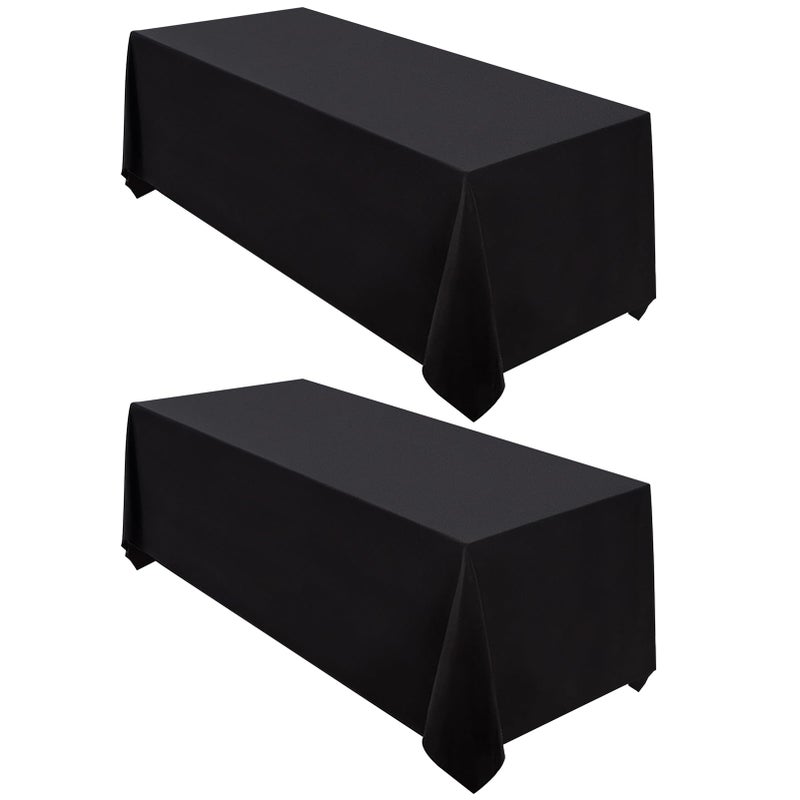 Surmente 2 Pack Black Tablecloth 90 x 132-inch Rectangular Polyester Table Cloth for Weddings, Banquets, or Restaurants - Image 1